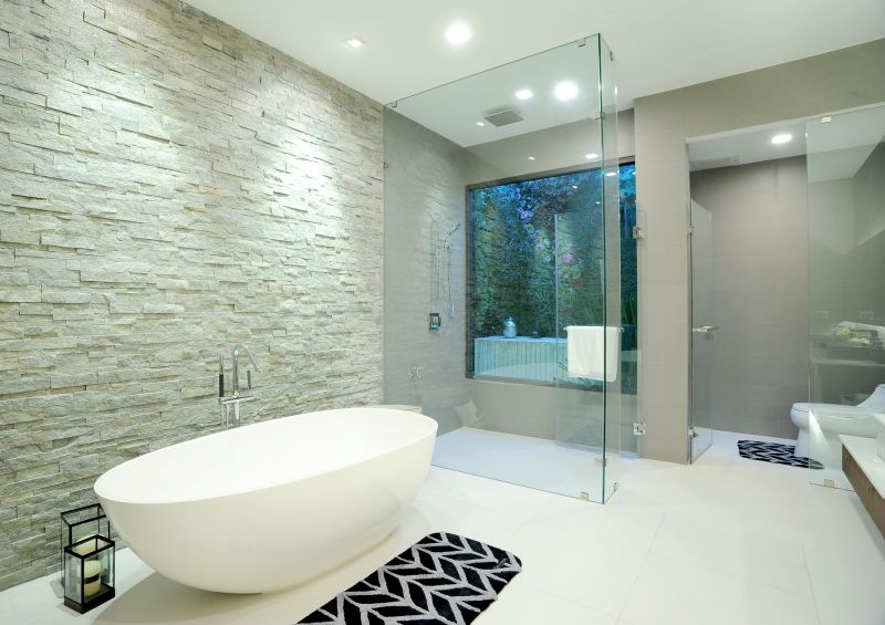 Luxurious freestanding bathtub in contemporary setting